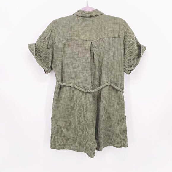 Madewell Lightspun Belted Safari Romper - Olive - Picture 7 of 10
